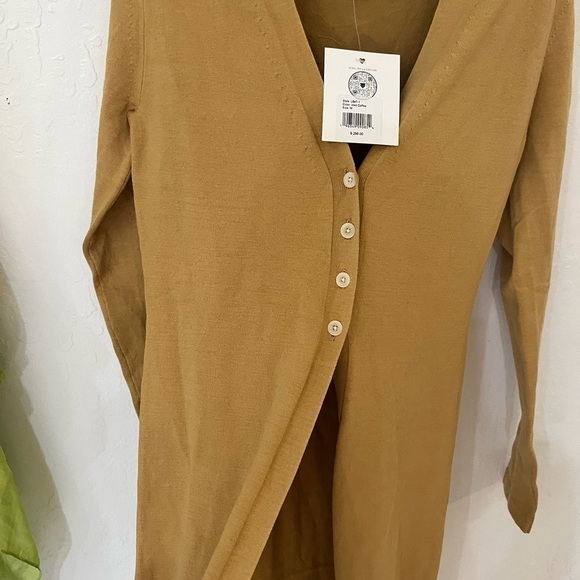 Lita by Ciara Iced Coffee Longline 4 Long sleeve Button Cardigan Size M - Picture 5 of 11